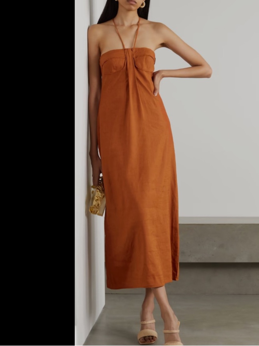 Cult Gaia Spaghetti Strap Rust Midi/Maxi Halter Dress - Women